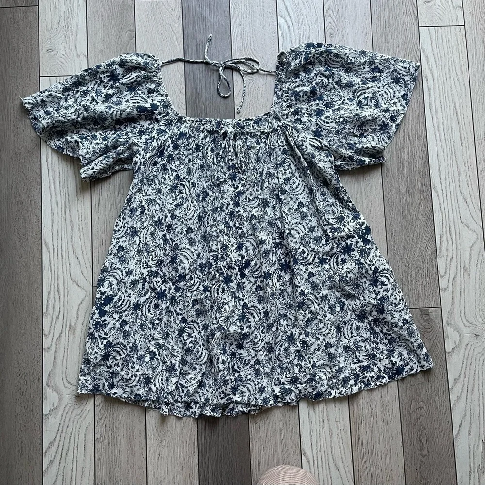 Free People Black and White Floral Blouse